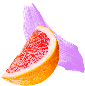 Grapefruit wedge and purple brush stroke