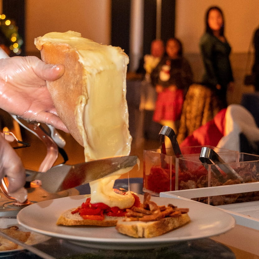 Shark Tank's Daymond John Holiday Party catering - raclette toasts