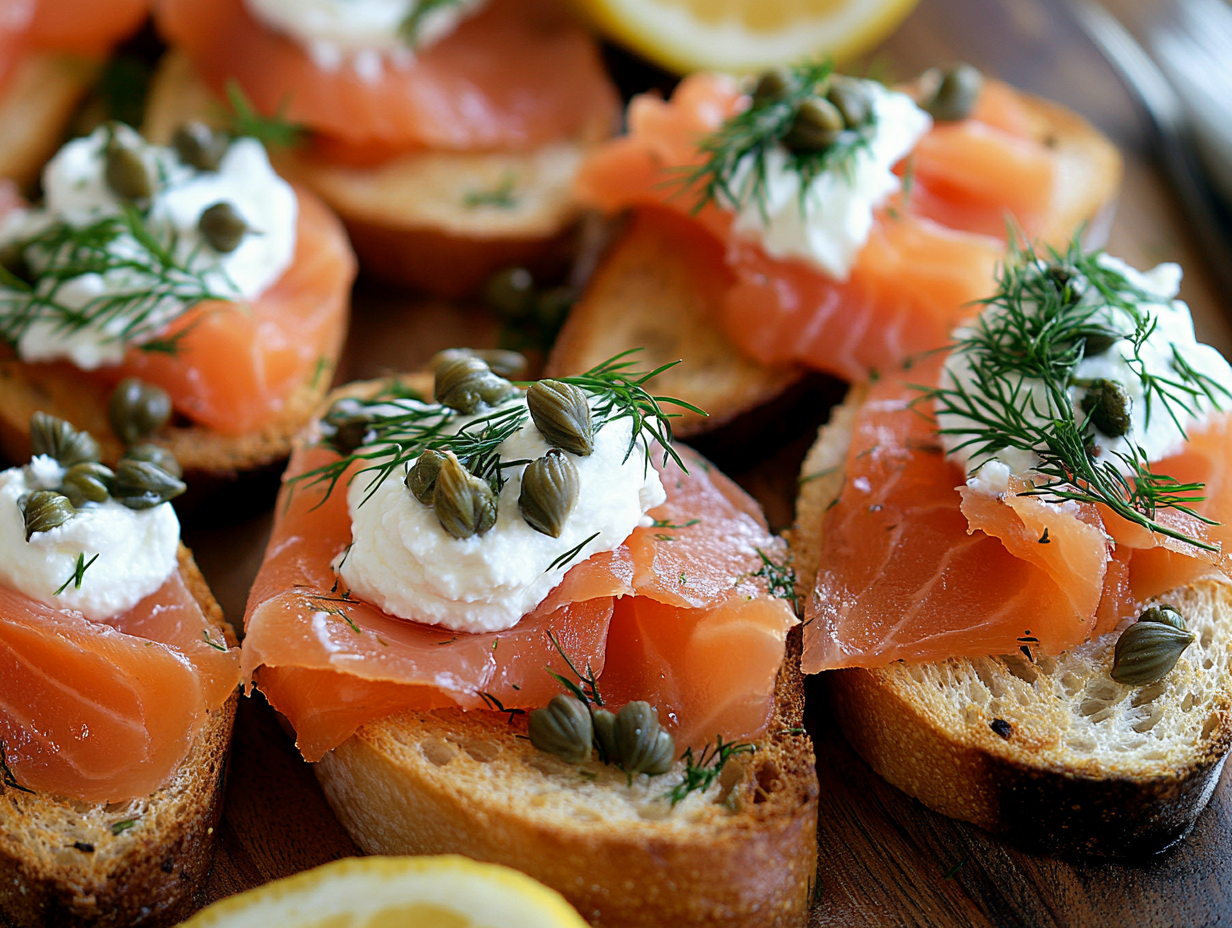 Smoked Salmon Crostini with Dill Cream Cheese