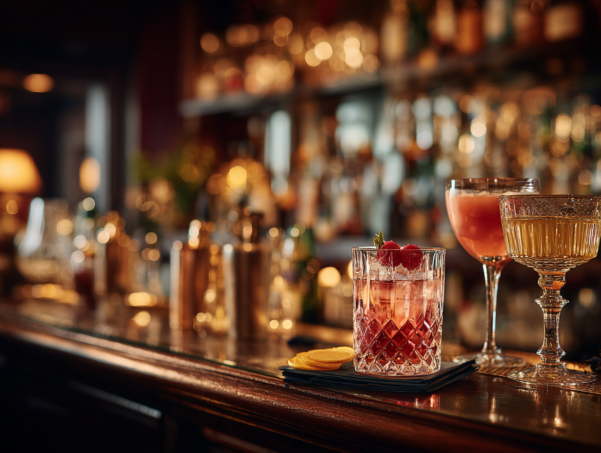 glassware and cocktails