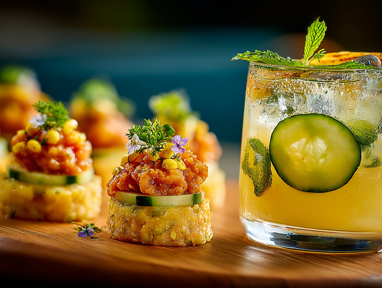 tuna tartare and gin fizz